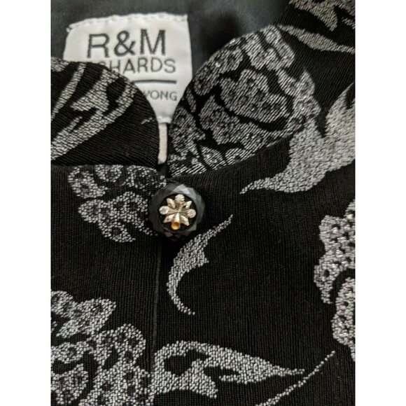 WOMEN'S BLACK FLORAL PRINT EVENING BLOUSE - R&M RICHARDS BY KAREN KWONG - SIZE M - Picture 6 of 6